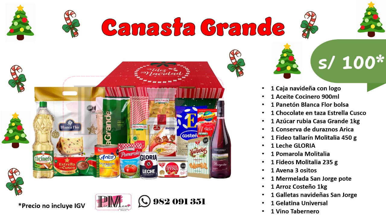 Canasta Navideña Grande PicMont S/ 100